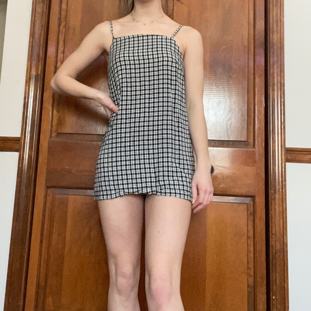 Black and White Plaid Mini Dress